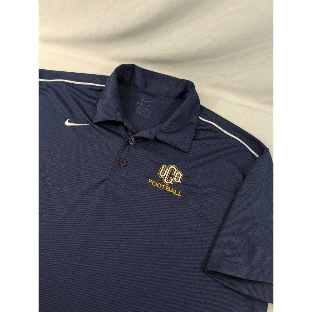 University Central Oklahoma Polo Shirt XL Blue Nike Performance SS Football